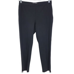St. John Women's Lexi Knit Crop Side Leather Piping Stretch Black Ankle Pants 10
